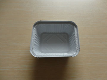 Recipientes da folha de alumínio do retângulo com a tampa para o armazenamento 450ML revestido branco do alimento