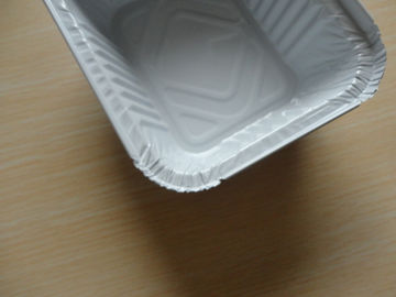 Recipientes da folha de alumínio do retângulo com a tampa para o armazenamento 450ML revestido branco do alimento